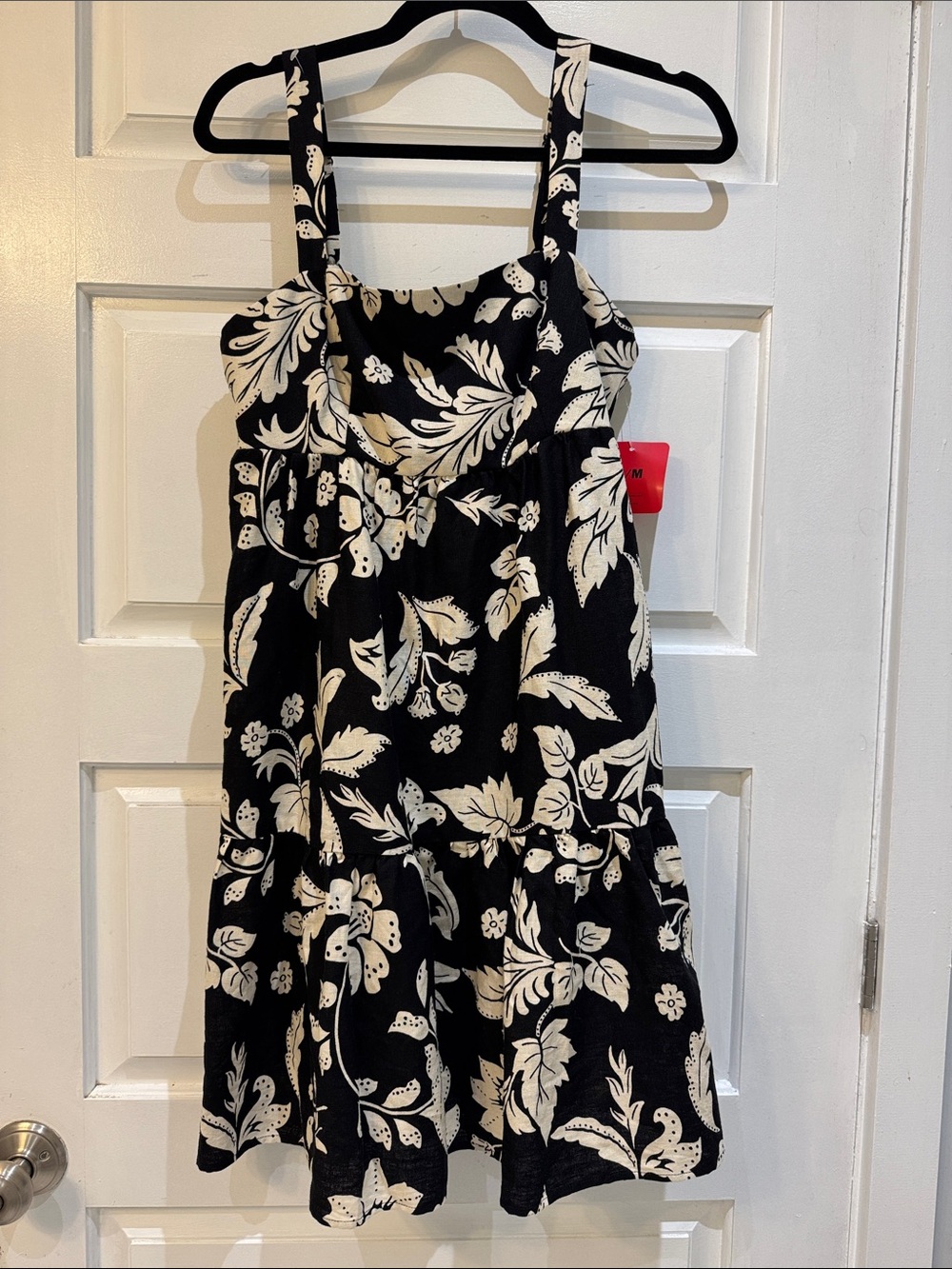Dalia Black & White Floral Tiered Sundress with POCKETS!!